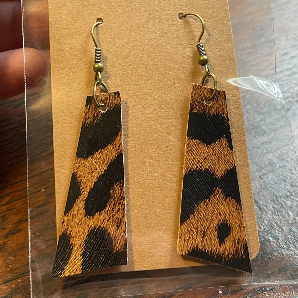 Faux Leather Earrings---Leopard Print